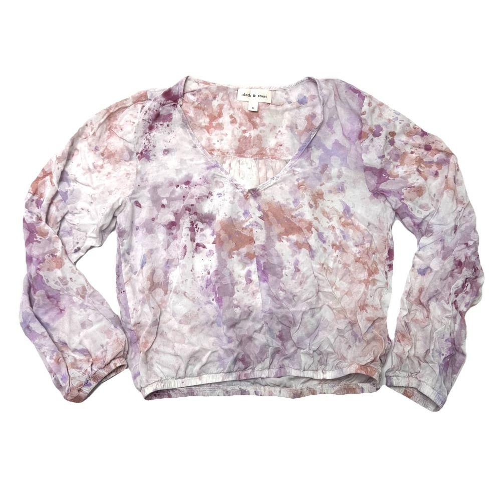 Cloth & Stone Shirt Women's Small Floral Elastic waist Popover Tunic Rayon Boho‎